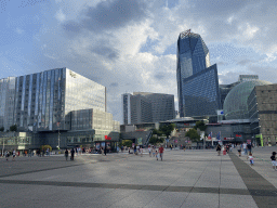 Front of the Westfield Les 4 Temps shopping mall and the Tour Hekla tower at the Parvis de la Défense square