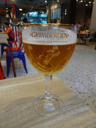 Grimbergen beer at the terrace of the Lobsta La Défense Les 4 Temps restaurant at the Third Floor of the Westfield Les 4 Temps shopping mall