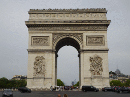 The east side of the Arc de Triomphe at the Place Charles de Gaulle square, viewed from the Avenue des Champs-Élysées