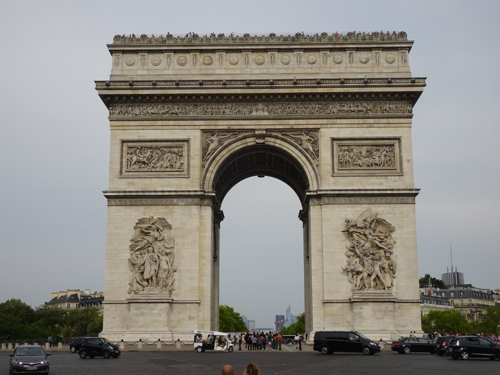 The east side of the Arc de Triomphe at the Place Charles de Gaulle square, viewed from the Avenue des Champs-Élysées