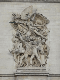 Relief `Le Départ de 1792` at the northeast side of the Arc de Triomphe, viewed from the Avenue des Champs-Élysées