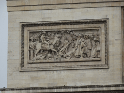 Relief `La bataille d`Aboukir` at the southeast side of the Arc de Triomphe, viewed from the Avenue des Champs-Élysées