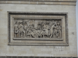 Relief `Les Funérailles du Général Marceau` at the northeast side of the Arc de Triomphe, viewed from the Avenue des Champs-Élysées