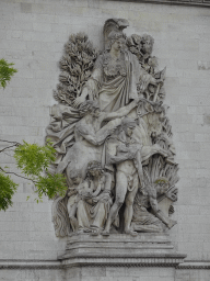 Relief `La Paix de 1815` at the northwest side of the Arc de Triomphe, viewed from the Avenue Carnot