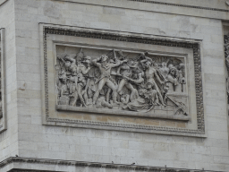 Relief `La Prise d`Alexandrie` at the northwest side of the Arc de Triomphe, viewed from the Avenue Carnot