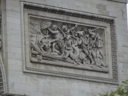 Relief `Le Passage du Pont d`Arcole` at the southwest side of the Arc de Triomphe, viewed from the Avenue Carnot