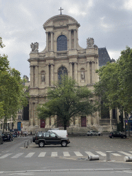 Front of the Église Saint-Gervais church at the Rue des Barres street, viewed from the Rue de Lobau street