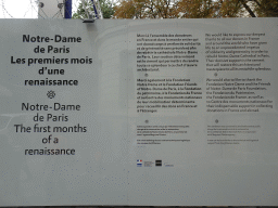 Information on the exhibition `Notre-Dame de Paris - The first months of a renaissance` at the Rue du Cloître-Notre-Dame street