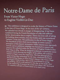 Information on the exhibition `Notre Dame de Paris - From Victor Hugo to Eugène Viollet-Le-Duc` at the Archaeological Crypt of the Île de la Cité