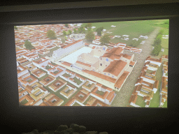 Screen with a movie about the Roman bath houses at Île de la Cité, at the Archaeological Crypt of the Île de la Cité