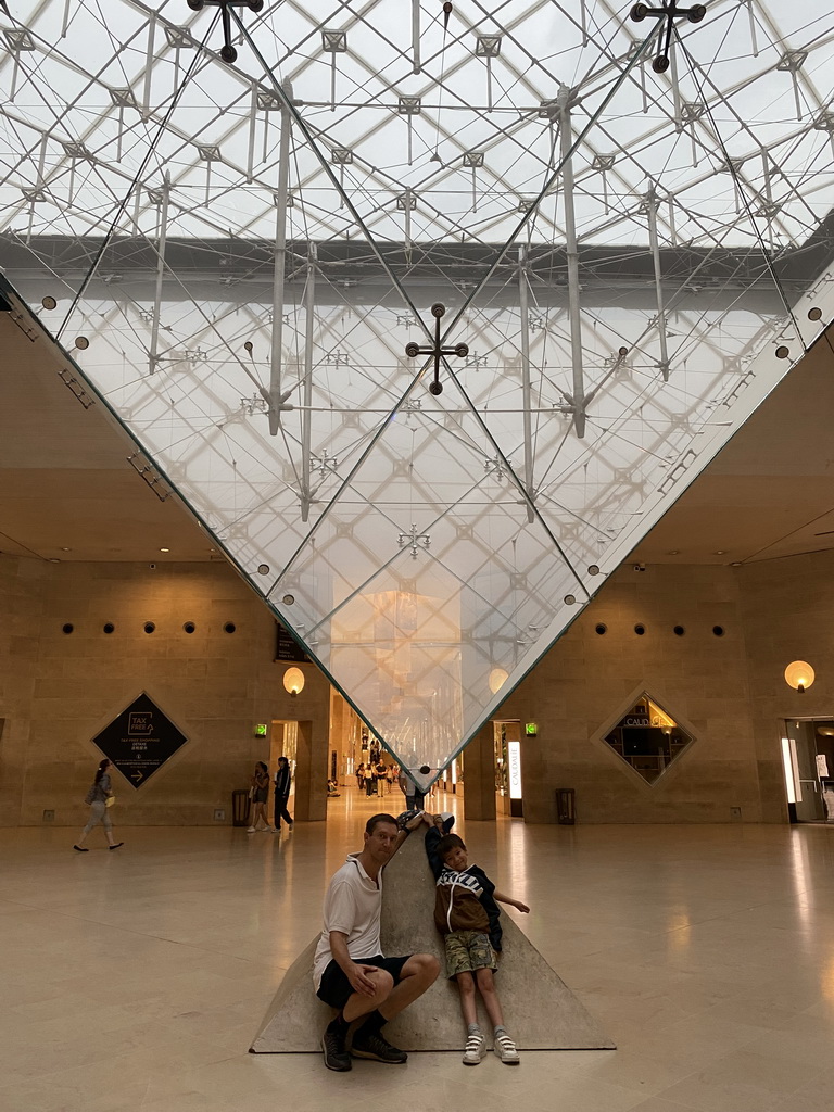 Tim and Max at the Louvre Inverted Pyramid at the Lower Floor of the Carrousel du Louvre shopping mall