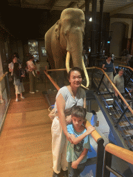 Miaomiao and Max with a stuffed Elephant at the first floor of the Grande Galerie de l`Évolution museum