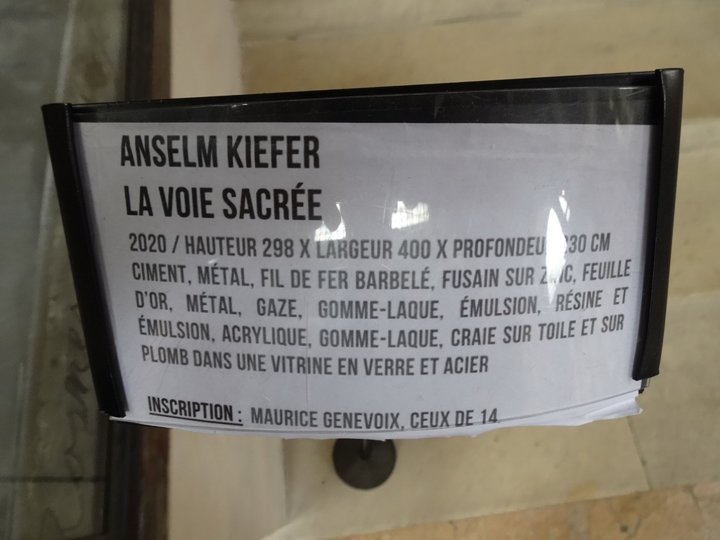 Explanation on the piece of art `La Vois Sacrée` by Anselm Kiefer at the north transept of the Panthéon