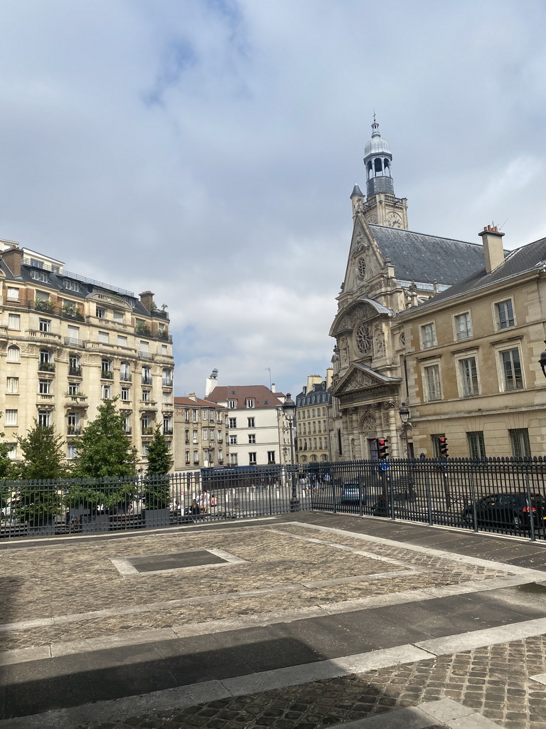 The Place Sainte-Geneviève square with the Saint-Étienne-du-Mont church, viewed from the northeastern side chapel of the Panthéon