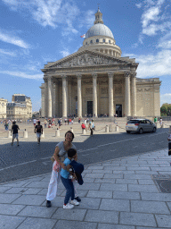 Miaomiao and Max in front of the west side of the Panthéon at the Place du Panthéon square