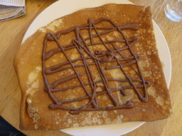 Crêpe with chocolate at the Crêperie restaurant at the Rue Soufflot street