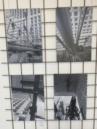 Photographs of the construction of the Grande Arche de la Défense building at the top floor