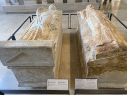 Sarcophaguses at the Ground Floor of the Sully Wing of the Louvre Museum, with explanation