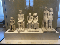 Egyptian statues at the First Floor of the Sully Wing of the Louvre Museum, with explanation