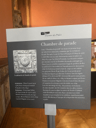 Information on the Parade Chamber at the First Floor of the Sully Wing of the Louvre Museum