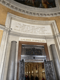 Entrance to the Galerie d`Apollon gallery at the First Floor of the Denon Wing of the Louvre Museum