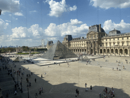 The Cour Napoleon courtyard with the Louvre Pyramid, the Richelieu Wing of the Louvre Museum, the Tuileries Gardens with the Ferris Wheel and the Arc de Triomphe du Carrousel, viewed from the First Floor of the Denon Wing