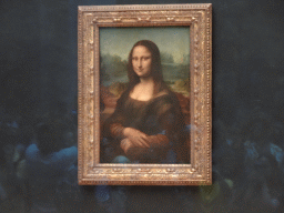Painting `Mona Lisa` by Leonardo da Vinci at the First Floor of the Denon Wing of the Louvre Museum