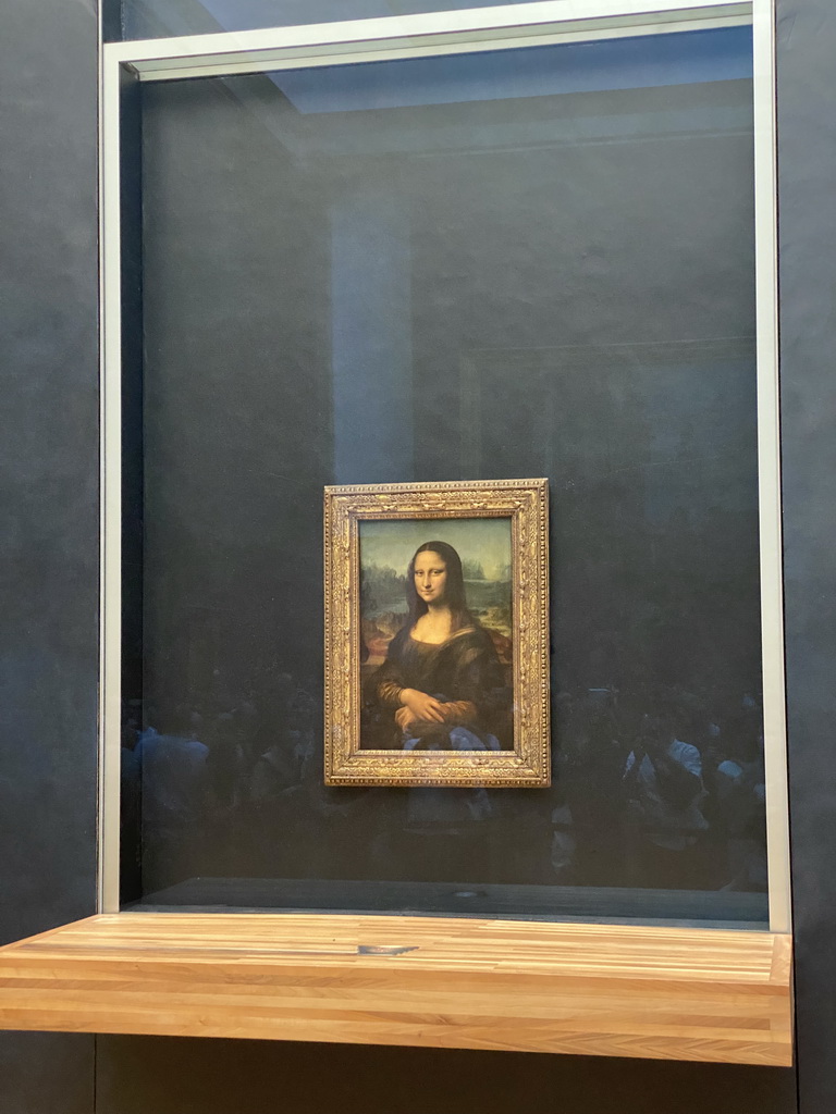 Painting `Mona Lisa` by Leonardo da Vinci at the First Floor of the Denon Wing of the Louvre Museum