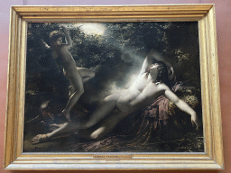 Painting `The Sleep of Endymion` by Anne-Louis Girodet at the First Floor of the Denon Wing of the Louvre Museum, with explanation