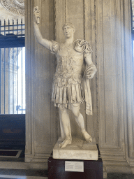 Statue of Trajan at the Roman Antiquities section at the Ground Floor of the Denon Wing of the Louvre Museum, with explanation