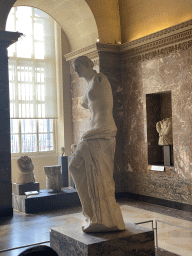 Left side of the statue `Venus de Milo` at the Parthenon Room at the Ground Floor of the Sully Wing of the Louvre Museum