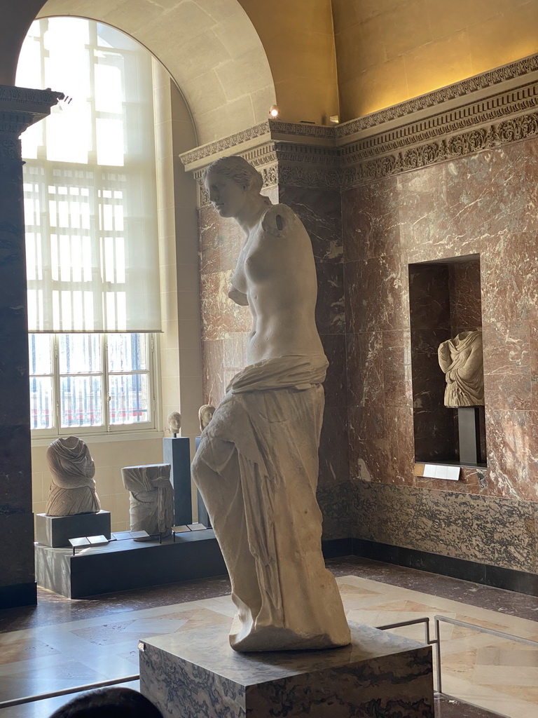 Left side of the statue `Venus de Milo` at the Parthenon Room at the Ground Floor of the Sully Wing of the Louvre Museum