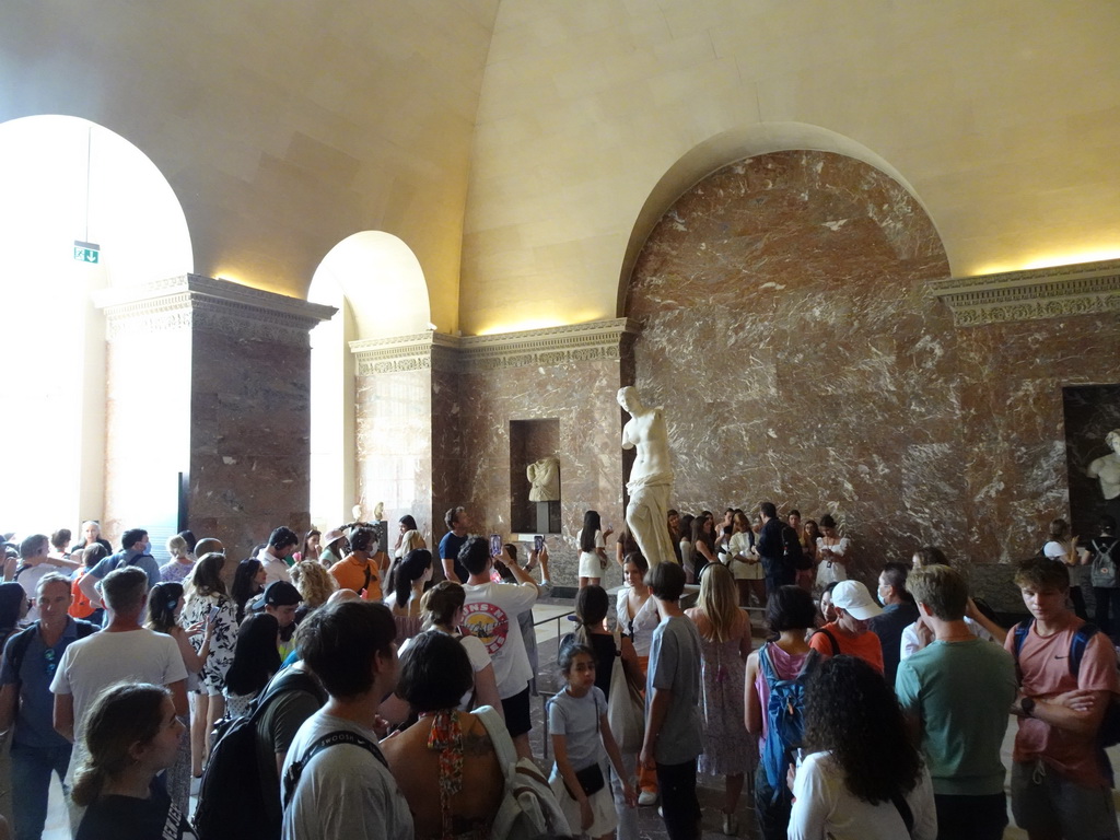 Statue `Venus de Milo` and other sculptures at the Parthenon Room at the Ground Floor of the Sully Wing of the Louvre Museum