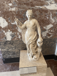 Statue `Aphrodite` or `Venus Pudica` at the Parthenon Room at the Ground Floor of the Sully Wing of the Louvre Museum, with explanation