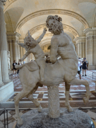 Statue `Borghese Centaur` at the Salle des Cariatides room at the Ground Floor of the Sully Wing of the Louvre Museum