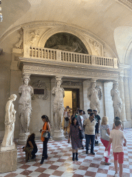 The Caryatid statues at the Salle des Cariatides room at the Ground Floor of the Sully Wing of the Louvre Museum