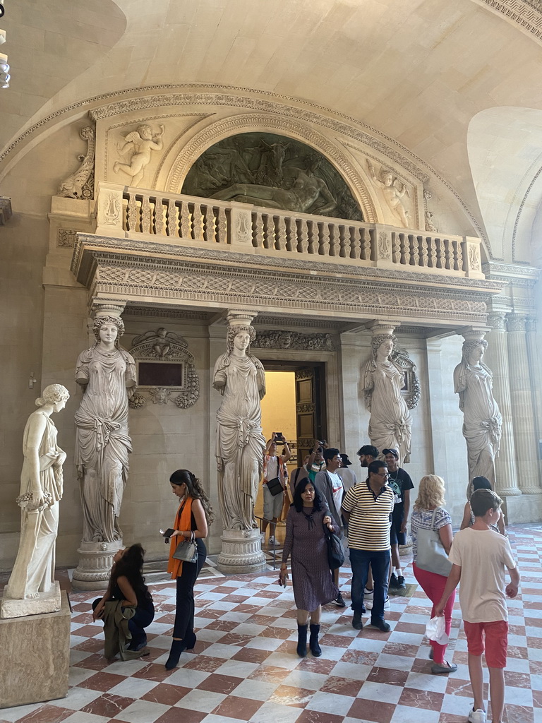 The Caryatid statues at the Salle des Cariatides room at the Ground Floor of the Sully Wing of the Louvre Museum