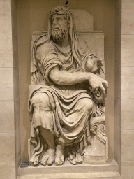 Statue at the Pavillon de l`Horloge pavilion at the Lower Ground Floor of the Sully Wing of the Louvre Museum