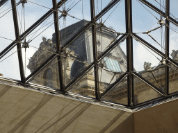 The top of the Richelieu Wing of the Louvre Museum, viewed from the lobby at the Lower Ground Floor