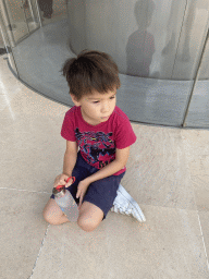 Max at the lobby at the Lower Ground Floor of the Louvre Museum