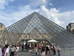 The Louvre Pyramid and the front of the Sully Wing of the Louvre Museum at the Cour Napoléon courtyard