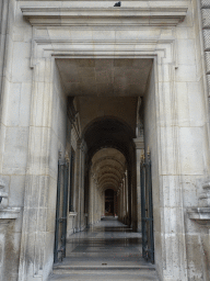 Gallery at the Denon Wing of the Louvre Museum, viewed from the Cour Napoléon courtyard