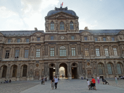The west side of the Cour Carrée courtyard, the Sully Wing of the Louvre Museum and the Louvre Pyramid
