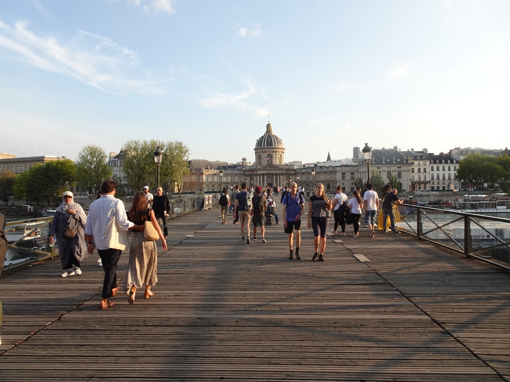 The Pont des Arts bridge over the Seine river and the Institut de France building