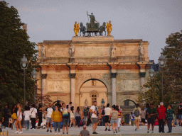 The west side of the Arc de Triomphe du Carrousel at the Jardin du Carrousel garden, viewed from the Tuileries Gardens