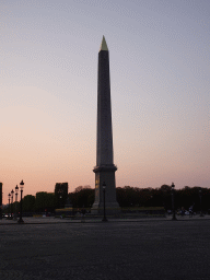 The Luxor Obelisk at the Place de la Concorde square, at sunset