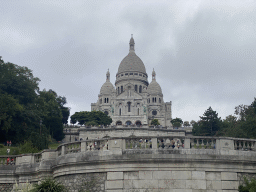The Square Louise Michel and the front of the Basilique du Sacré-Coeur church, viewed from the Place Saint-Pierre square