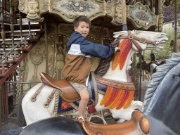 Max at the Carrousel de Saint-Pierre at the Place Saint-Pierre square