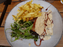 Lunch at the terrace of the Le Poulbot restaurant at the Rue Poulbot street