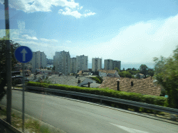Houses at the town of Igalo, viewed from the tour bus on the E65 road